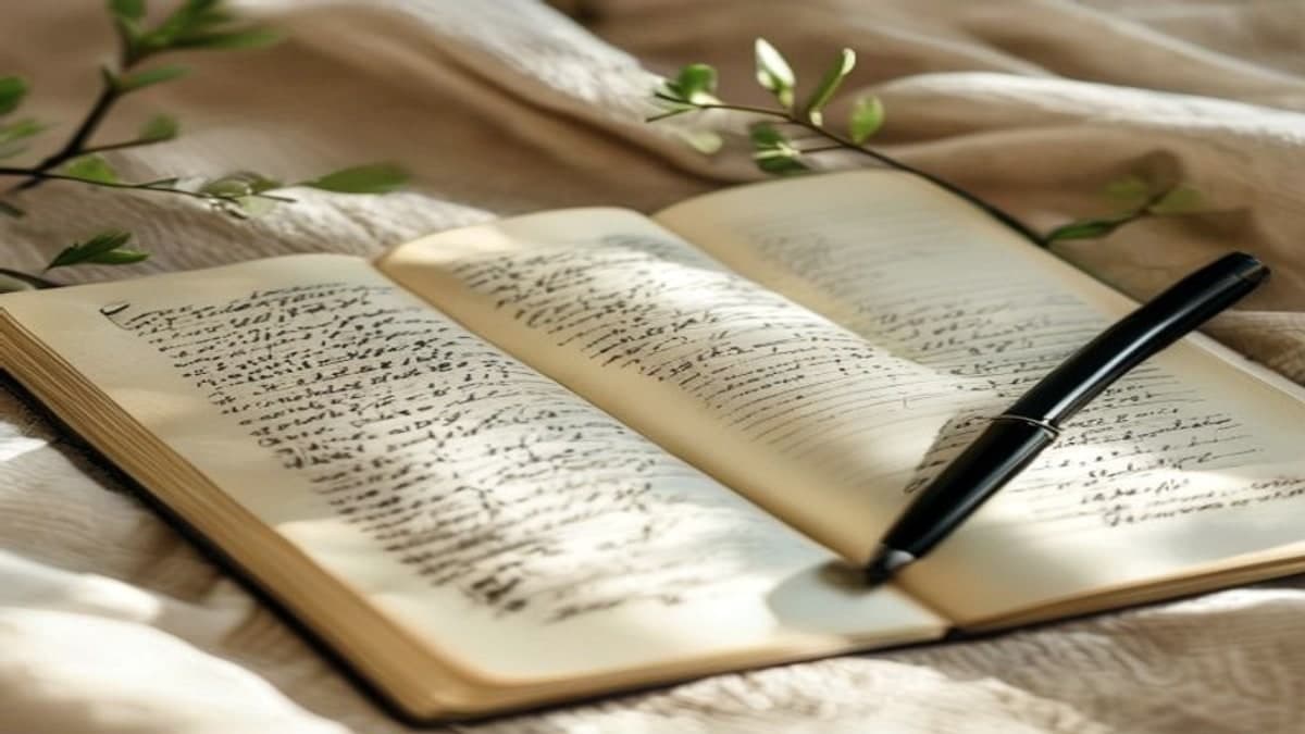 Pen and notebook on warm fabric for reflective writing